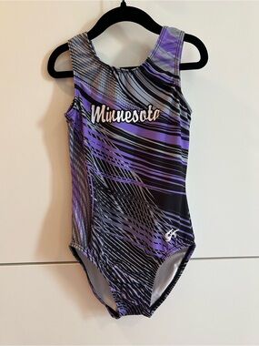 GK “Minnesota” Purple Stripe Girls' Gymnastics Leotard - CL